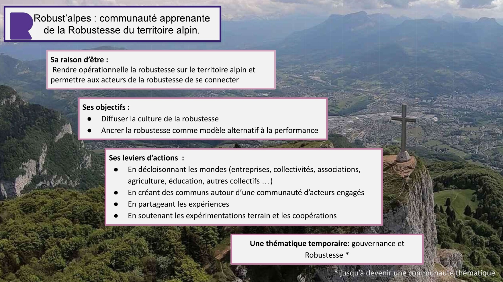 Raison d'&ecirc;tre Communaut&eacute; apprenante Robust'alpes